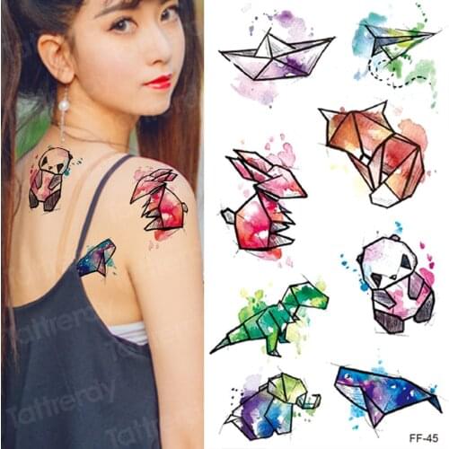 Color geometric cartoon animal temporary tattoo stickers waterproof panda fox tattoox dragon boat designs kids children tattoo