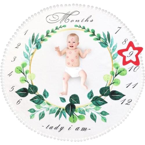 Baby Blanket Swaddle Wrap Background Monthly Growth Floral Number Star Heart Shape newborn boy photography props 0-12M