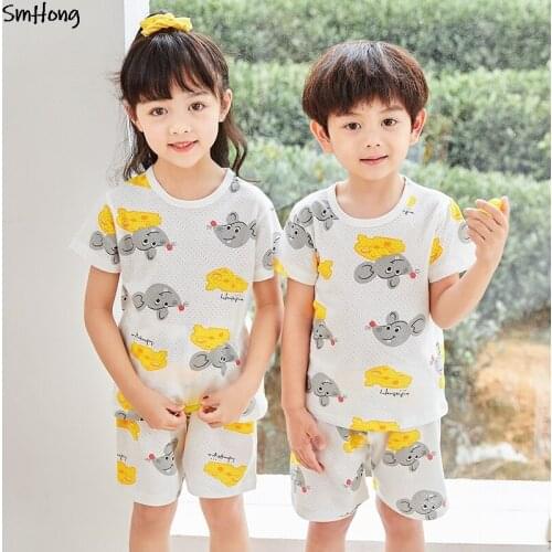 2 3 4 5 7 9 10 11 Years Childrens Summer Clothing Sets Boys Mouse Animal Pajamas Suits Summer Pajamas for Girls Boys Nightwear