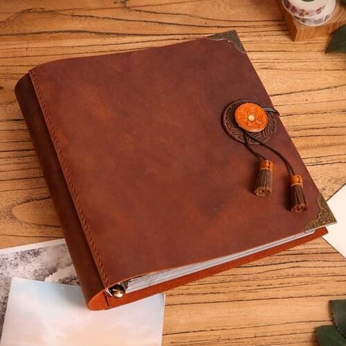 Film Covered Photo Albums Loose-leaf Album DIY Genuine Leather Photo Album For Wedding Birthday Anniversary Gift