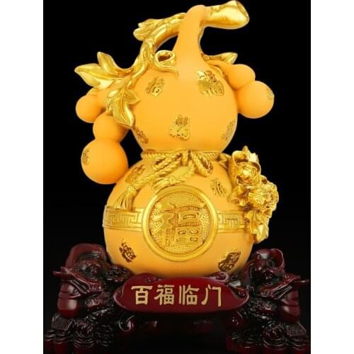 CHINESE FENG SHUI FORTUNE GOURD STATUE DECORATION SHOP HOME OFFICE RESIN DECORATION TABLETOP ORNAMENTS GOOD LUCK GIFTS