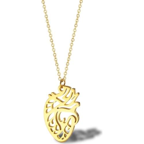 Creative Hollowed Heart Necklace Titanium Steel Jewelry For Woman Gift Drop Shipping