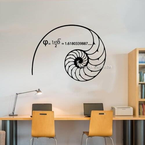 Mathematics Wall Decals Fibonacci spiral golden ratio 1.618...Science-mathematics For Math Wall Sticker Art Vinyl Science LC1458