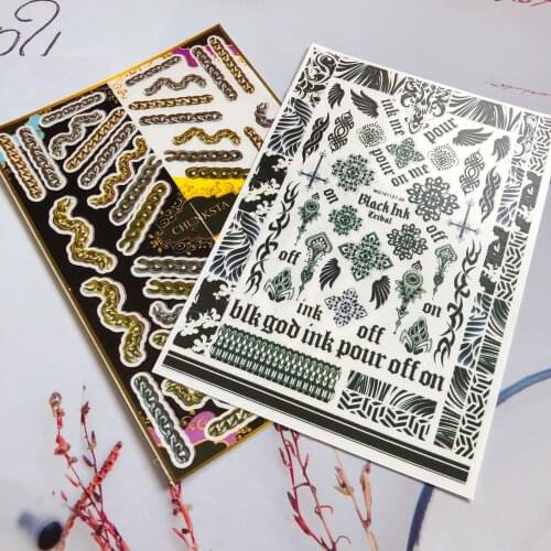 Japanese Style Fashion Golden Iron Chains Nail Stickers Women Girls Dry Nail Decals Light Traceless Nail Decoration Hot Selling