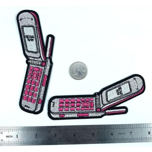 Cartoon Mobile Phone Embroidered Patches Iron On Appliques For Clothing Full Embroidery Design For Diy Bag Coats Accessory