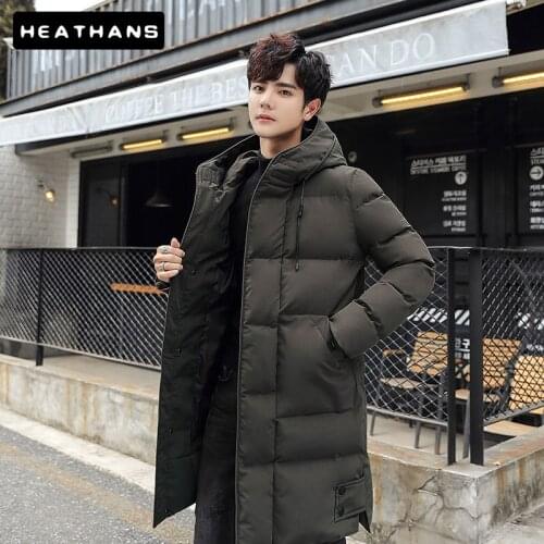 -20 Degree Fashion Winter Parkas Jacket Men Clothing Thick Warm Long Parka Coats Male Hooded Jacket Solid Color Down Coat M-5XL