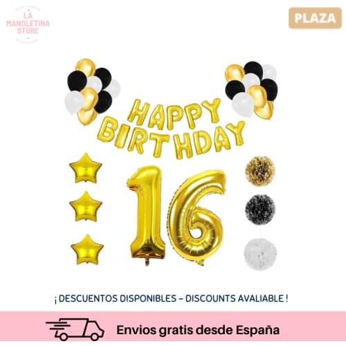 Number shaped balloons with pompoms and cadenets kit