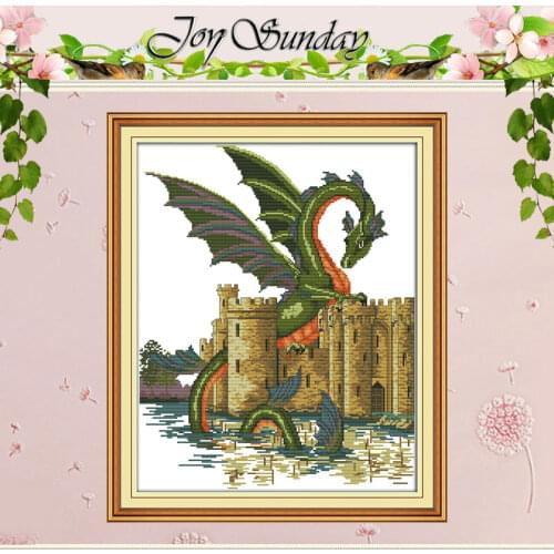 Dragon and castle atterns counted Cross Stitch 11CT 14CT Cross Stitch Set Wholesale Cross-stitch Kit Embroidery Needlework