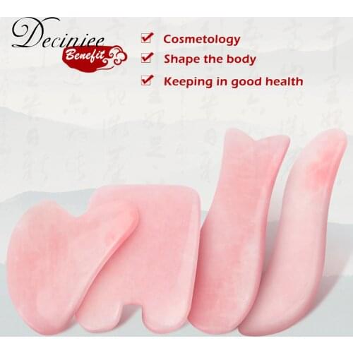 Natural Rose Quartz Jade Stone Guasha Massage Tool Acupuncture Gua Sha Massager Scraping Board for Face Leg Body Relaxation