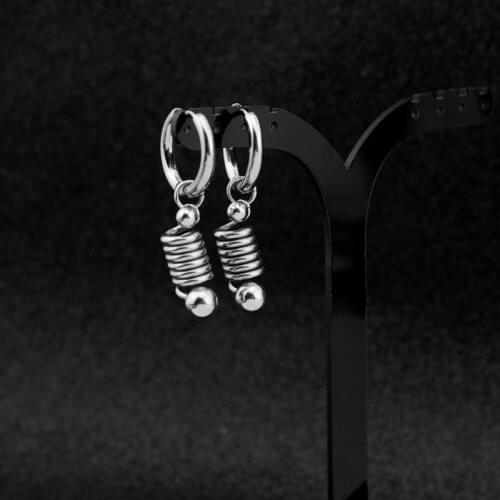 New Korea Boys KPOP DNA Stainless Steel Stud Earrings Elastic Spring Bead Pendant Ear Clip for Women Girls Jewelry Party Gifts
