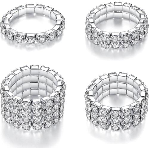 Stretch Line Ring Crstal Couple Ring Superfine Anti-allergy Simple Wedding Couples Rings Bijouterie for Woman Jewelry Ring Gift