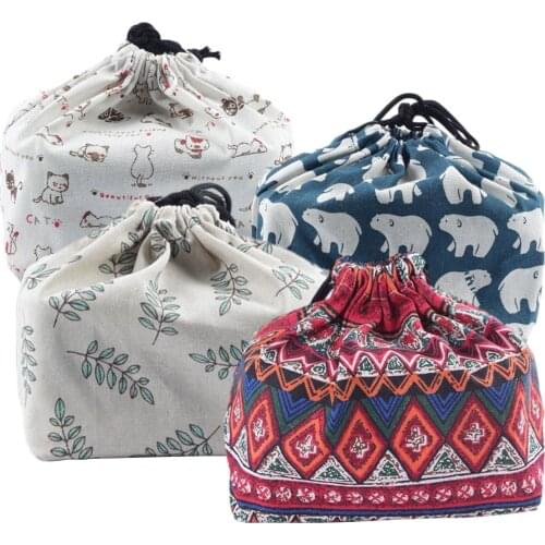 1 Pc Portable Lunch Tote Bag Japanese Drawstring Bento Storage Bag Eco-Friendly Style Bento Box Bento Bag Takeout Bag Picnic Bag