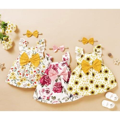 Girl Dress New Baby Flower Print Lemon Birthday Priceness Dress Female Baby Summer Clothes Kids Girl Clothes