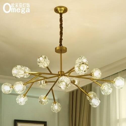 Postmodern light luxury copper crystal chandelier living room dining room showroom study room bedroom chandelier creative lamps