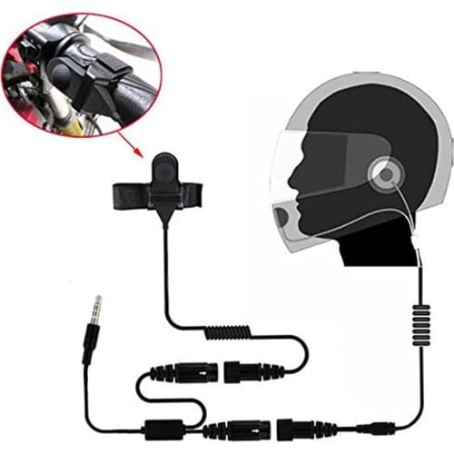 3.5mm Wired Motorcycle Cycling Bike Helmet Music Stereo Earphone Headset with Handsfree Mic and Volume Control for Phones Black