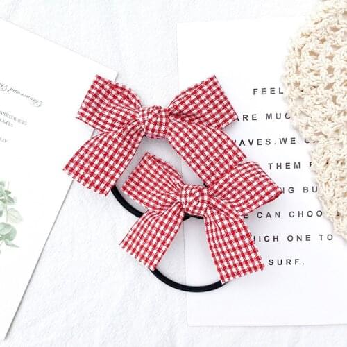 2Pcs Girls Red Butterfly Knot Hair Rope Love Wave Spot Hair Circle Girl Double Horsetail Head Rope Kids Fashion Hair Accessories