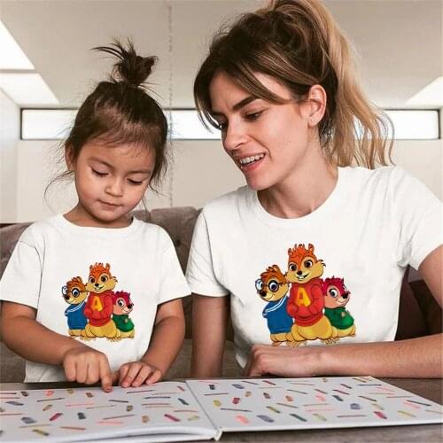 Family Look White T-shirt Mother Father Baby Family Matching Outfits Family Look Mommy and Me Shirt Chip Dale Cartoon T-shirts