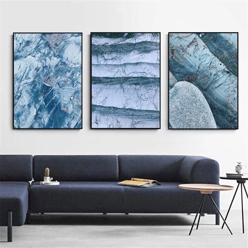 Blue Marble Texture Art Canvas Painting Modern Abstract Wall Art Print Poster Nordic Wall Pictures Living Room Home Decoration