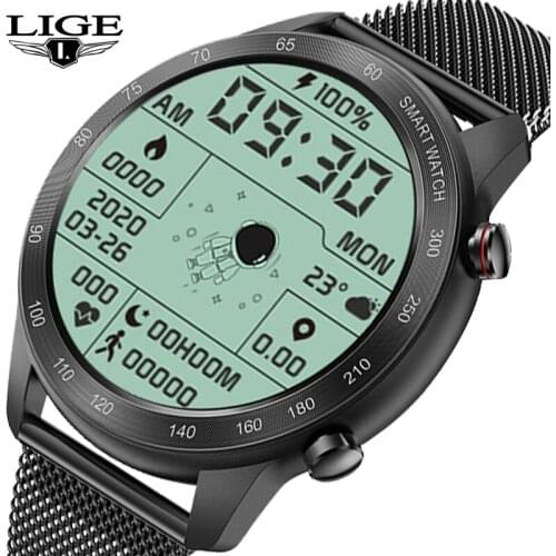 LIGE 2021 New Bussiness Smart Watch Men Music Playback Heart Rate Bluetooth Call Waterproof Sports Smartwatch For Android iOS