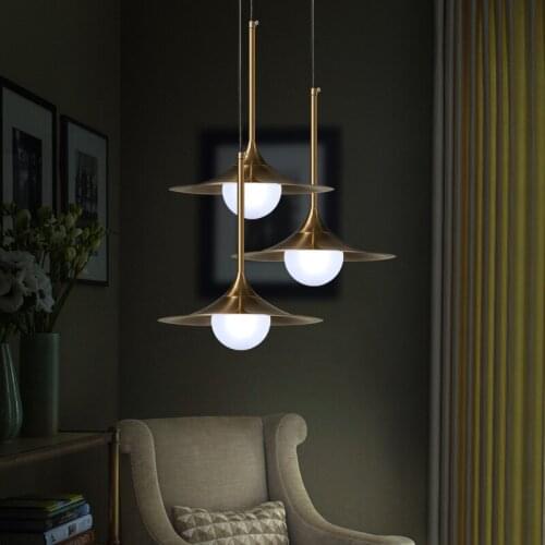 Nordic Modern Minimalist Glass Pendant Light Gold Gilt Iron Personality Cover Led Dining Room Bedroom Kitchen Hanging Light Bed