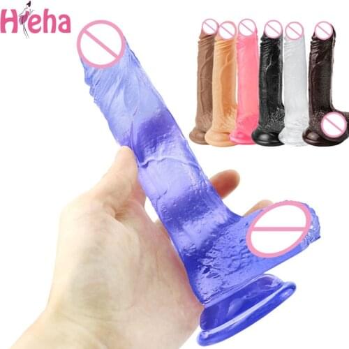Strapon Jelly Dildo Realistic Suction Cup Anal Penis Blue Dick Clitoral Stimulator Female Masturbator Adult Sex Toys for Woman