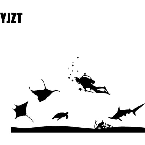 YJZT 17.8*10.1CM Interesting Diving Decor Car Sticker Vinyl Extreme Movement Silhouette C12-0668