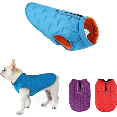 Waterproof Reflective Dog Clothes Winter French Bulldog Clothing for Dogs Coat Reversible Pet Dog Clothes for Medium Large Dogs