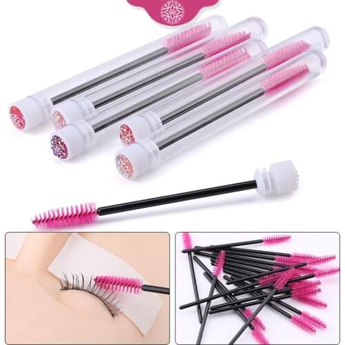 10/20Pc New Reusable Eyebrow Brush for Eyelash Extension Crystal Eyelash Brush Make Up Micro Drill Tube Mascara Stick Applicator