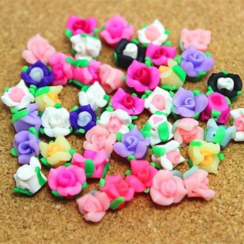 100pcs/lot about 8MM Mixed Colors Hand-made polymer Clay Flowers For DIY Fashing Jewelry making