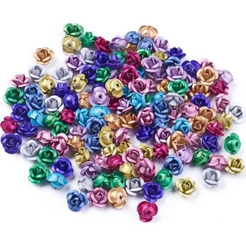 1000pcs 6mm 8mm Aluminum 3-Petal Rose Frosted Spacer Beads For DIY Jewelry Making DIY Accessories Long-Lasting Plated F70