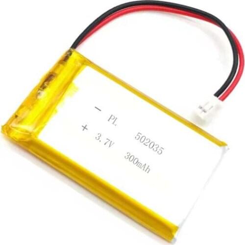 2/5/20/200/1000/10000pcs 3.7V 300mAh 502035 Li Lithium Polymer ion Battery with 2.0mm JST