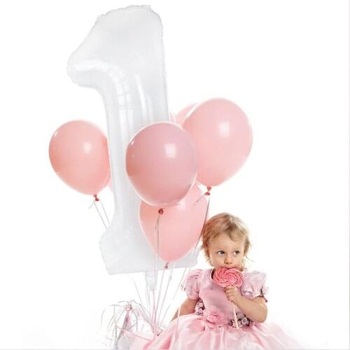 40inch Huge White 0-9 Number Foil Balloon Figure Helium Balloon For Wedding Kids Birthday Party Baby Shower Decor Digital Globos