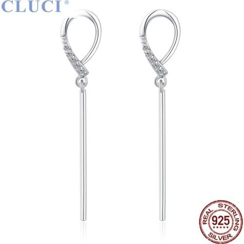 CLUCI 925 Sterling Silver Simple Theme Women Drop Earrings Jewelry for Office Lady DE016SB
