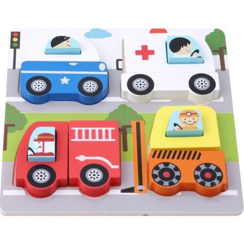 Kid Early Educational Toys Baby Hand Grasp Wooden Puzzle Toy Child Cartoon Wood Jigsaw Toys 6 Types JK898147