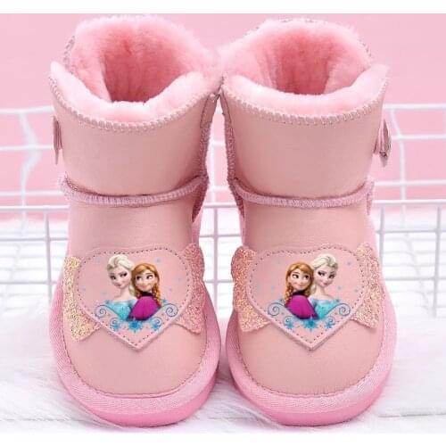 Disney childrens cartoon frozen princess Sophia girl thickened plus velvet warm cotton shoes cotton boots short boots snow boot