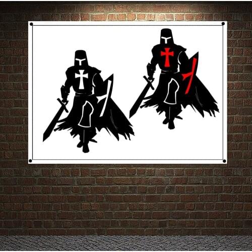 Ancient Cross Legion Banners Flags Wall Art Knights Templar Posters Wall Hanging Ornaments Mural Canvas Painting Home Decor M6