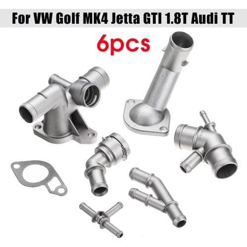 6Pcs Car Coolant Flange Upgrade Kit 06A121133J 1J0121087C For VW Golf MK4 For Jetta GTI 1.8T 2000-2005 For Audi TT 2000-2002