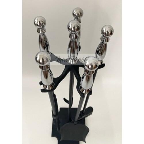 Chrome Knob Head Quad Fireplace Tongs Team