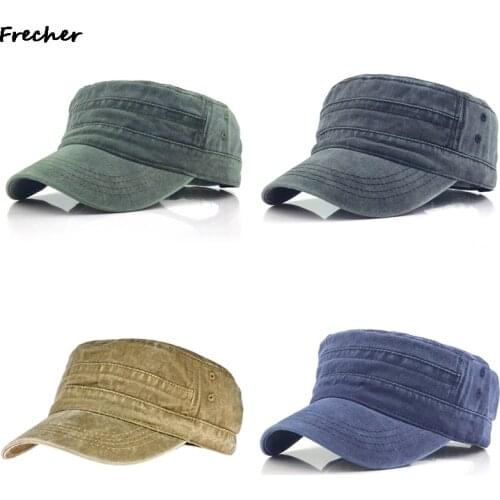 2021 Summer Solid Color Mens Army Cap Military Adjustable Flat Cap Classical Style Sunscreen Sun Hat Casual Hat