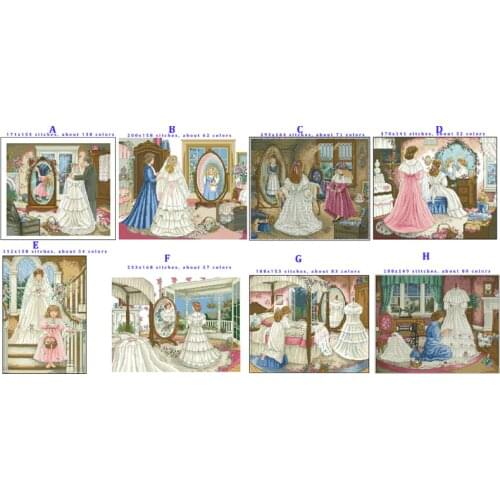 Beautiful Counted Cross Stitch Kit Get Marry Wedding Dress Bride Father and Daughter The Moment Mothers Eyes Loving Hand