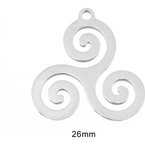Triskel round pendant Charms Women and Mens jewelry diy parts both sides mirror polished stainless Steel 1pcs