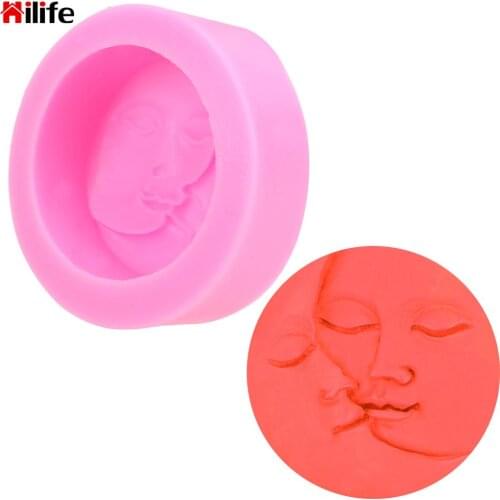 Round Shape Sun Moon Faces Mould Cake Decorating Tools Baking Tool Silicone Mold DIY Fondant Chocolate Soap Mold