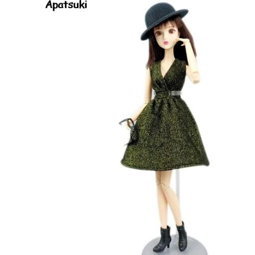 Fashion Dress Glasses Hat for Barbie Dolls Outfits Evening Party Gown Dollhouse 1/6 BJD Doll Accessories Kids & Baby DIY Toys