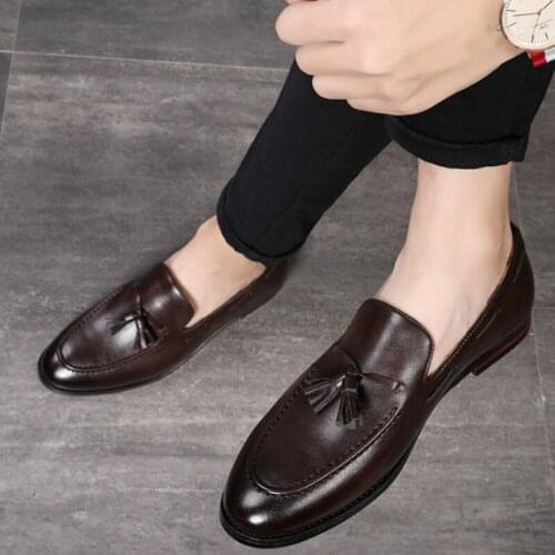 QWEDF New Big Size Mens Loafers Slip on Men Leather PU Shoes Luxury Casual Fashion Trend Brand Mens Shoes Wedding Shoes D7-59