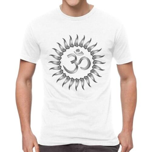 Om Ohm Symbol Aum T Shirt Mens 100% Cotton Print T-shirt Streetwear Tshirt Short Sleeve Hinduism Buddhism Buddha Yoga Tees Tops