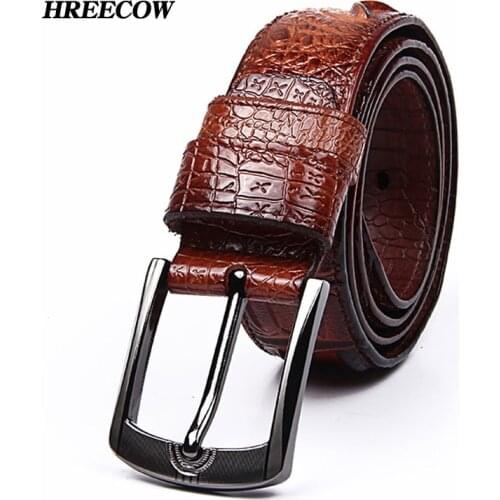 Quality Personali Grain Pattern Genuine leather Belt For men Fashion Vintage Male Pin Buckle For Male Belt Cinto macho