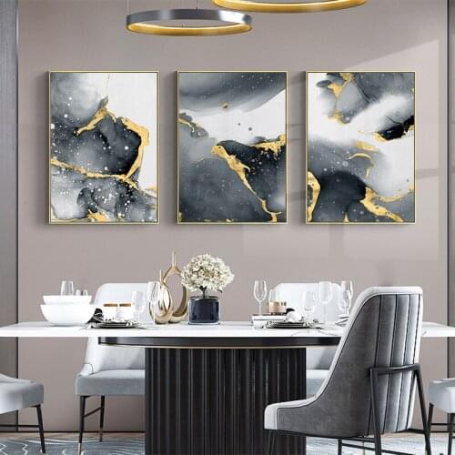 Modern Golden Black Wall Abstract Poster Printing Art Painting Canvas Living Room Background Prints Home Decoration Painting