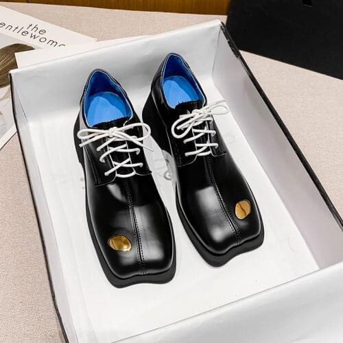 British style 2021 new Korean butterfly head thick heel platform lace-up love women pumps shoes wholeblack cool loafers