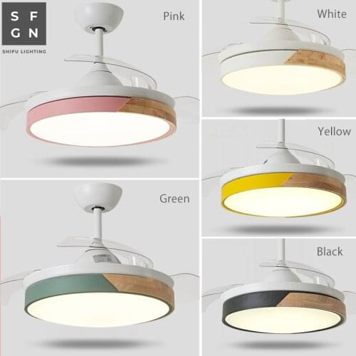 Led ceiling fan for living dining room bedroom 110v 220v foldable fan lamp light ceiling fans with lights remote control
