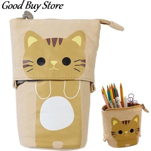 Waterproof Toiletries Storage Bags Brush Eyebrow Pencil Pen Holder Cosmetic Bag Ladies Beauty Pouch Washing Purse Cute Cat Zip